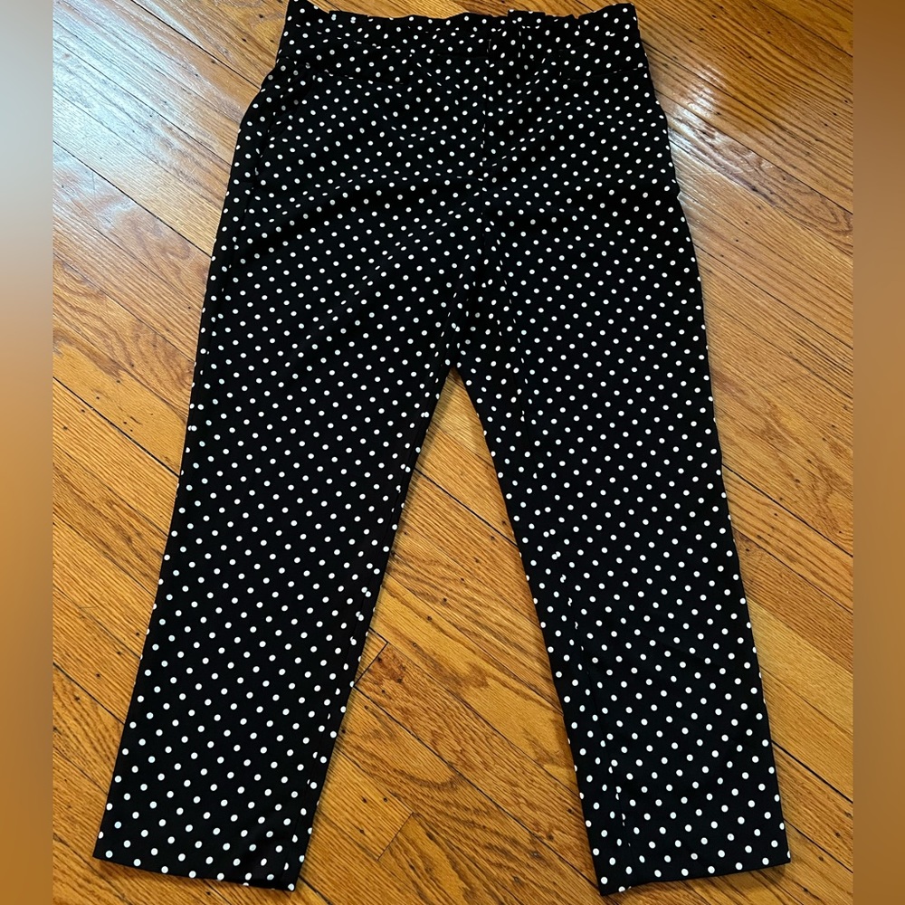 Cynthia Rowley cropped black and white polkadot pants size 12